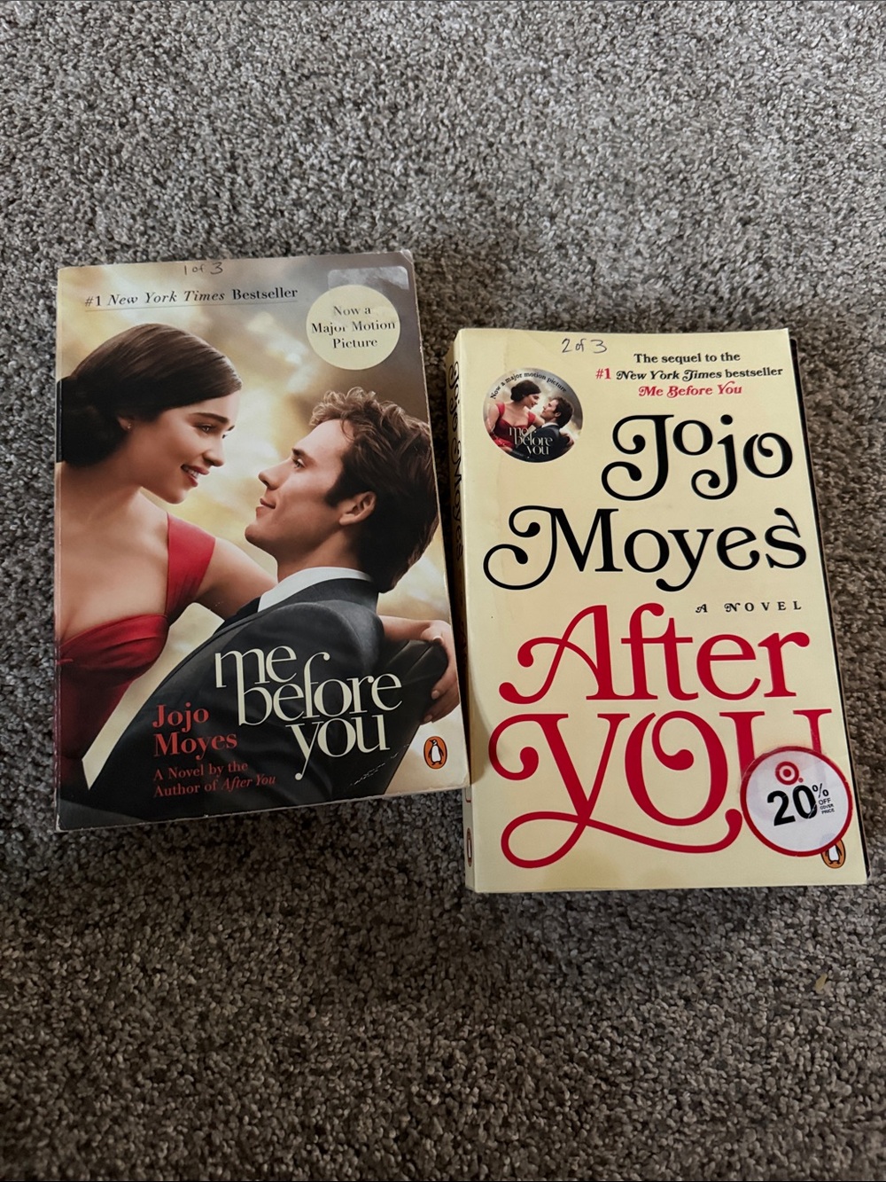 Jojo Moyes Paperback Book Set - Me Before You & After You - Cream & Red